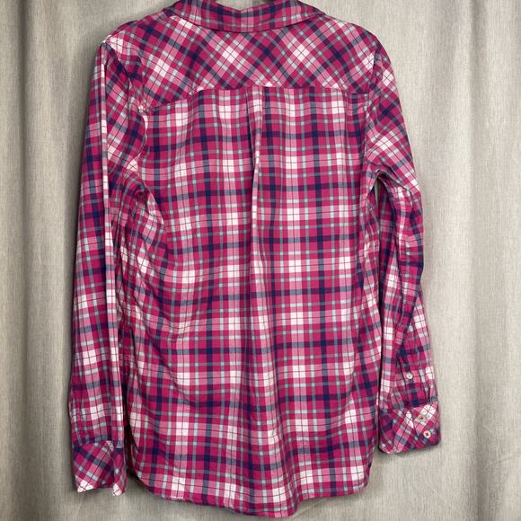 Talbots - Pink Plaid Button-Up Top - Size M - 100% Cotton - Classy / Flat Front - Picture 4 of 5